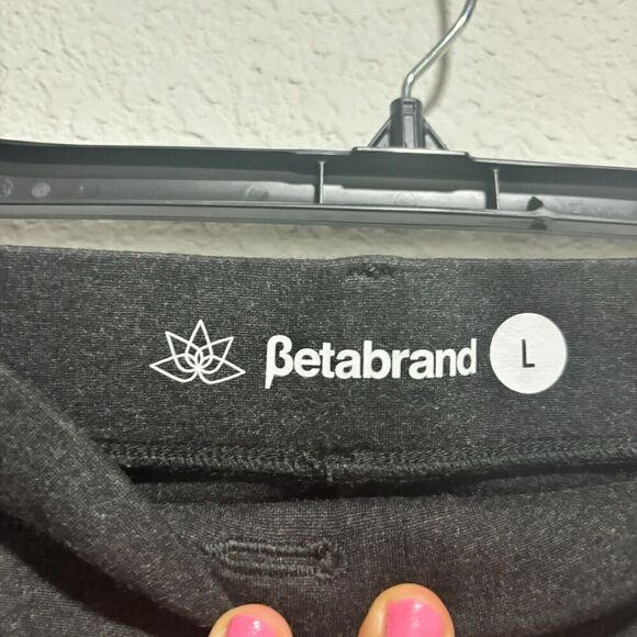 Betabrand Mid Rise Flat Front Slash Pocket Pant Large Black Chino Straight Leg - Picture 3 of 8